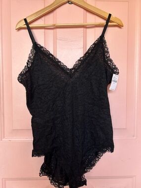 Black Lace V-Neck Lace Bodysuit